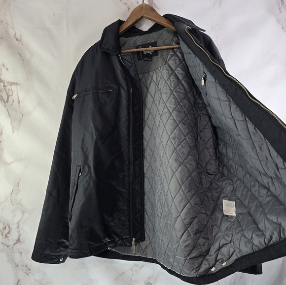 Vintage Levis Jacket Mens Large Black Silver Tab Trucker 90s Fleece Lined Zip - Picture 8 of 13